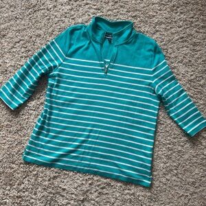 Karen Scott Women’s (PXL, Petite Extra Large) Green Striped Pullover Sweater Top